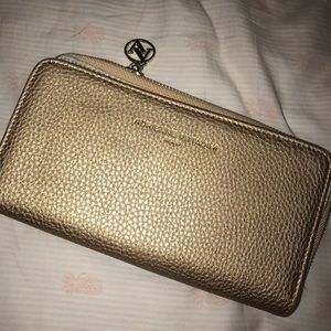 Gold wallet with change zipper